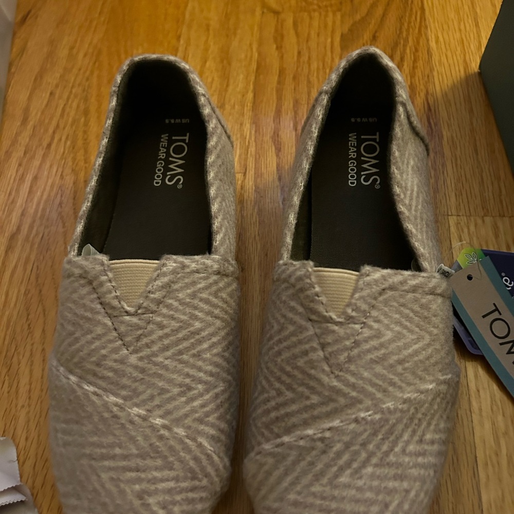 TOMS Herringbone Cream Slip-Ons